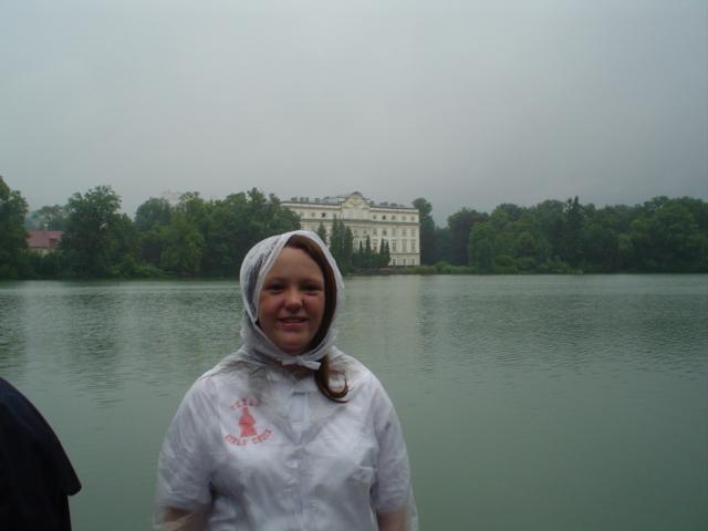 2005 - Texas Girls' Choir Long Tour, Eastern Europe - Stephanie in front of the Von Trapp house in Salzburg, Austria.jpg